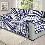 Blue Maori Polynesian Tattoo Print Oversized Sofa Protector