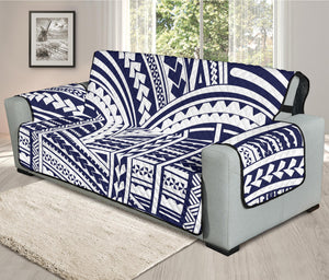 Blue Maori Polynesian Tattoo Print Oversized Sofa Protector