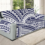 Blue Maori Polynesian Tattoo Print Oversized Sofa Protector