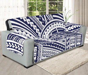 Blue Maori Polynesian Tattoo Print Oversized Sofa Protector