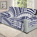 Blue Maori Polynesian Tattoo Print Oversized Sofa Protector