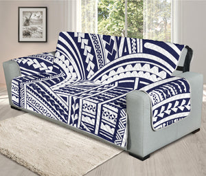 Blue Maori Polynesian Tattoo Print Oversized Sofa Protector