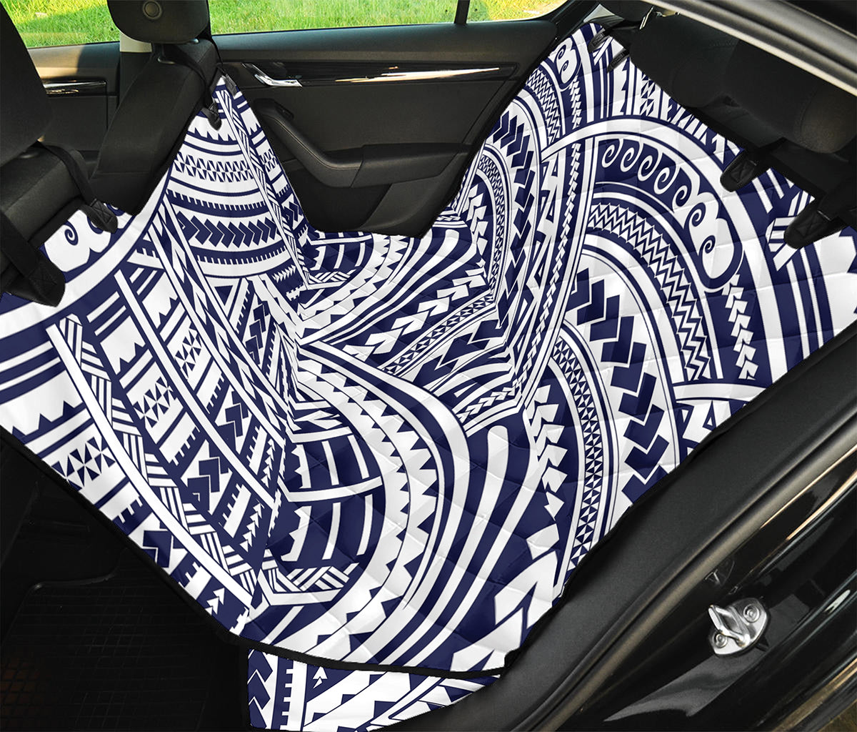 Blue Maori Polynesian Tattoo Print Pet Car Back Seat Cover