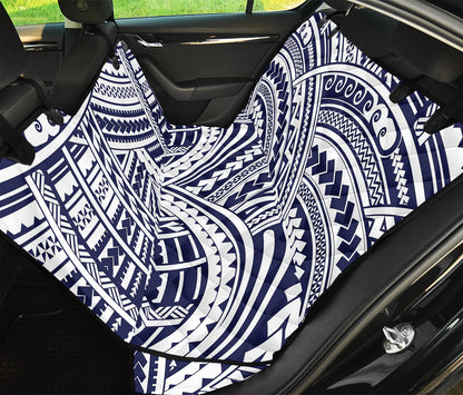 Blue Maori Polynesian Tattoo Print Pet Car Back Seat Cover