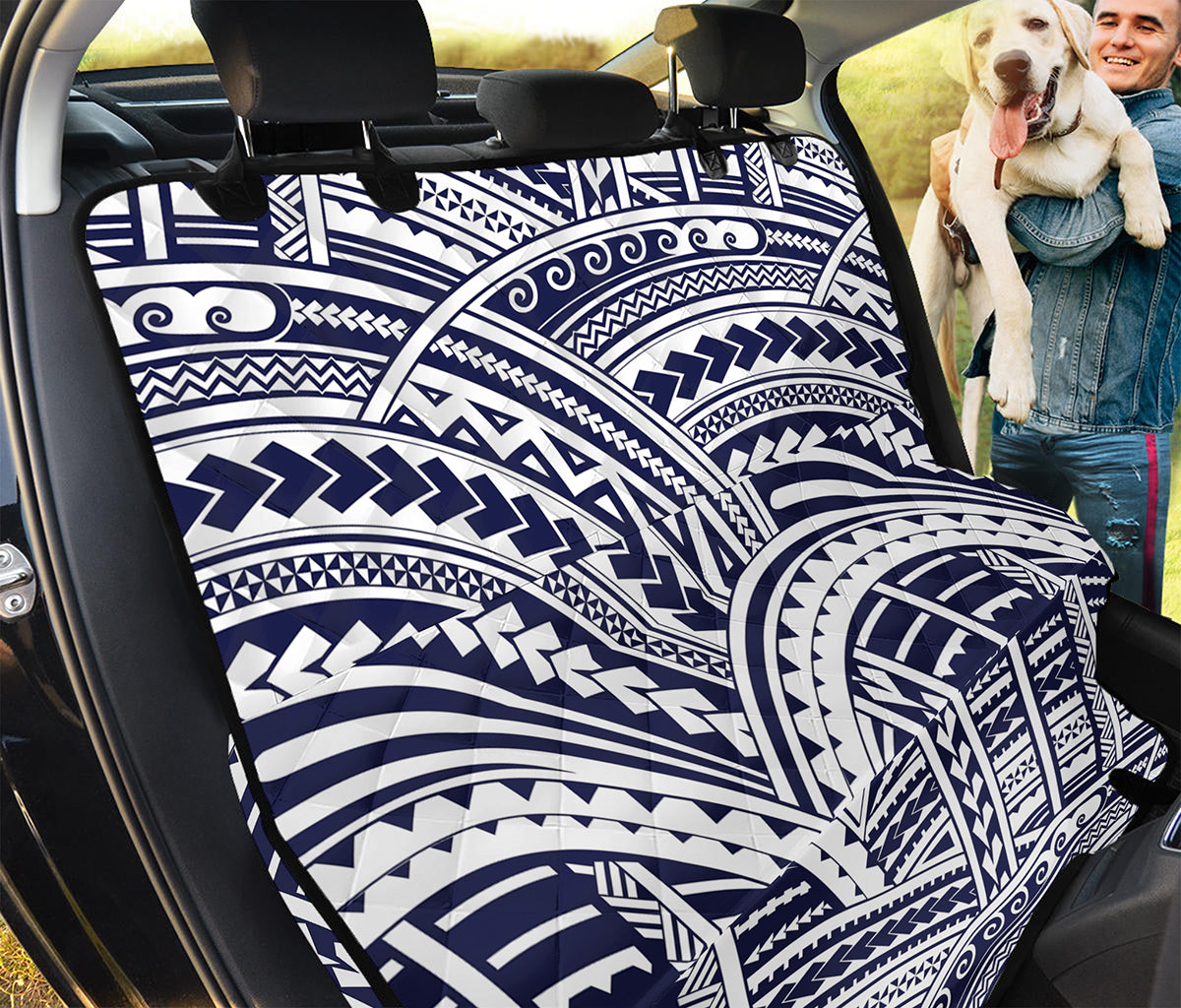 Blue Maori Polynesian Tattoo Print Pet Car Back Seat Cover