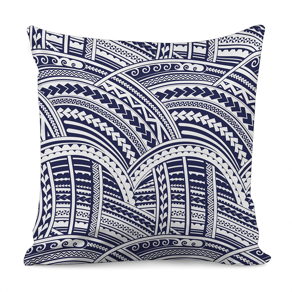 Blue Maori Polynesian Tattoo Print Pillow Cover