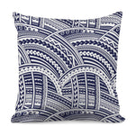 Blue Maori Polynesian Tattoo Print Pillow Cover