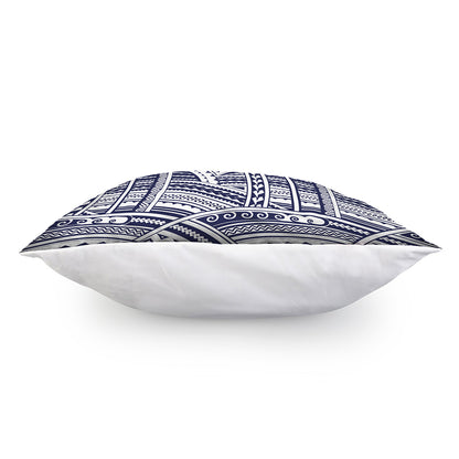 Blue Maori Polynesian Tattoo Print Pillow Cover