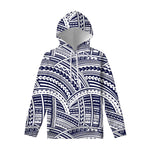 Blue Maori Polynesian Tattoo Print Pullover Hoodie