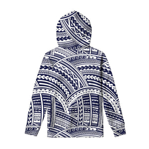 Blue Maori Polynesian Tattoo Print Pullover Hoodie