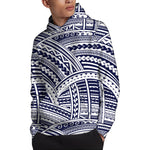 Blue Maori Polynesian Tattoo Print Pullover Hoodie