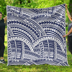 Blue Maori Polynesian Tattoo Print Quilt