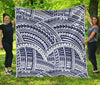 Blue Maori Polynesian Tattoo Print Quilt