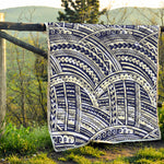 Blue Maori Polynesian Tattoo Print Quilt