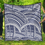 Blue Maori Polynesian Tattoo Print Quilt