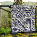 Blue Maori Polynesian Tattoo Print Quilt