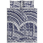 Blue Maori Polynesian Tattoo Print Quilt Bed Set