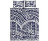 Blue Maori Polynesian Tattoo Print Quilt Bed Set