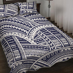 Blue Maori Polynesian Tattoo Print Quilt Bed Set