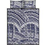 Blue Maori Polynesian Tattoo Print Quilt Bed Set