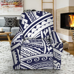 Blue Maori Polynesian Tattoo Print Recliner Slipcover