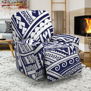 Blue Maori Polynesian Tattoo Print Recliner Slipcover