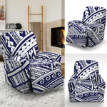 Blue Maori Polynesian Tattoo Print Recliner Slipcover