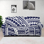 Blue Maori Polynesian Tattoo Print Sofa Cover