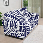 Blue Maori Polynesian Tattoo Print Sofa Cover