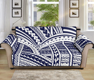 Blue Maori Polynesian Tattoo Print Sofa Protector