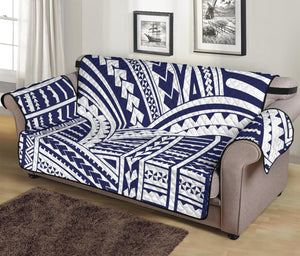 Blue Maori Polynesian Tattoo Print Sofa Protector