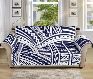 Blue Maori Polynesian Tattoo Print Sofa Protector