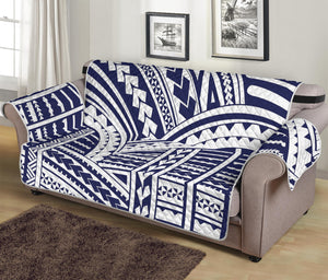 Blue Maori Polynesian Tattoo Print Sofa Protector