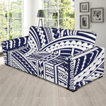 Blue Maori Polynesian Tattoo Print Sofa Slipcover