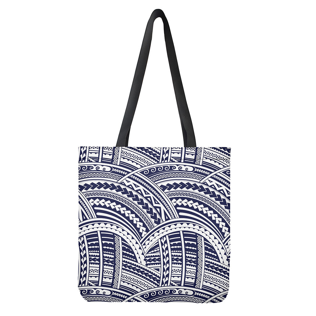 Blue Maori Polynesian Tattoo Print Tote Bag