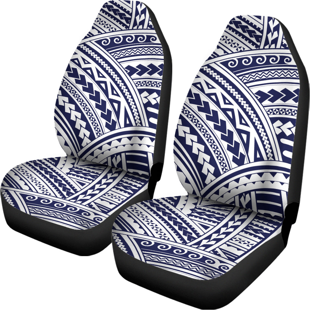 Blue Maori Polynesian Tattoo Print Universal Fit Car Seat Covers