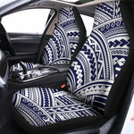 Blue Maori Polynesian Tattoo Print Universal Fit Car Seat Covers