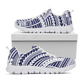 Blue Maori Polynesian Tattoo Print White Running Shoes