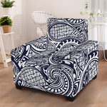 Blue Maori Polynesian Tribal Print Armchair Slipcover