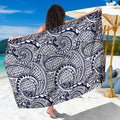 Blue Maori Polynesian Tribal Print Beach Sarong Wrap