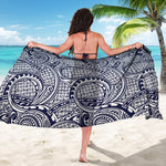Blue Maori Polynesian Tribal Print Beach Sarong Wrap