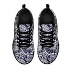 Blue Maori Polynesian Tribal Print Black Sneakers