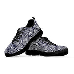 Blue Maori Polynesian Tribal Print Black Sneakers