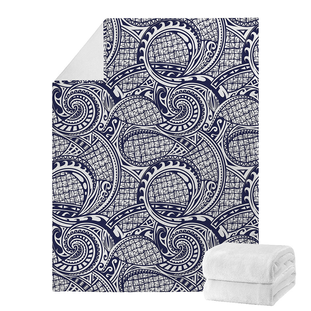 Blue Maori Polynesian Tribal Print Blanket