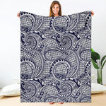 Blue Maori Polynesian Tribal Print Blanket