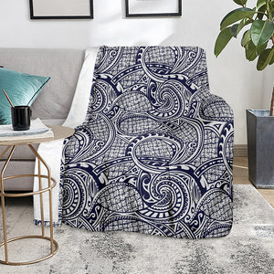 Blue Maori Polynesian Tribal Print Blanket