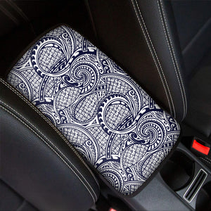 Blue Maori Polynesian Tribal Print Car Center Console Cover