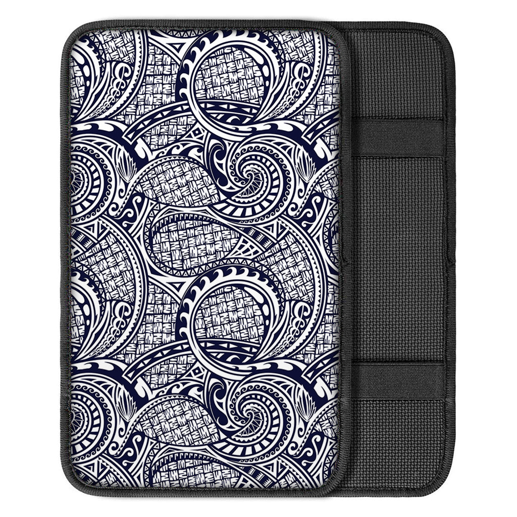 Blue Maori Polynesian Tribal Print Car Center Console Cover