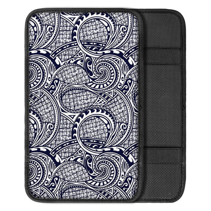 Blue Maori Polynesian Tribal Print Car Center Console Cover