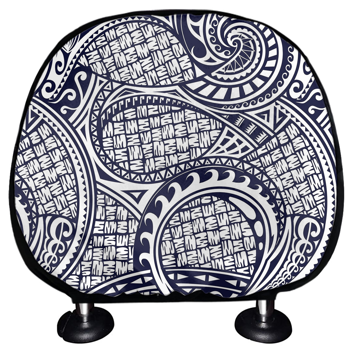 Blue Maori Polynesian Tribal Print Car Headrest Covers